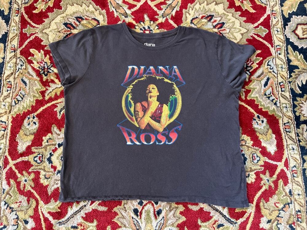 Diana Ross Womans‎ 2X Graphic T-Shirt Gray Soul R&B Concert Music Band Tee